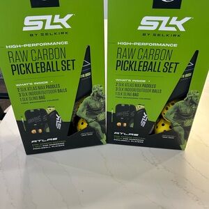 SLK Raw Carbon Pickleball Set - Green and Black